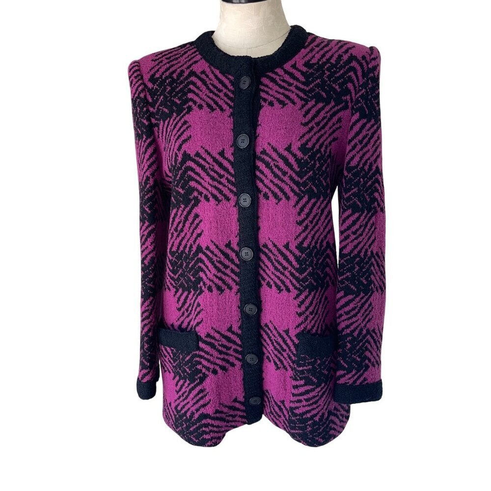 CastleBerry Vintage Womens Sweater Size Medium Purple Button Down Cardigan